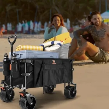 Navatiee Heavy Duty Folding Wagon with Big Wheels for Outdoors