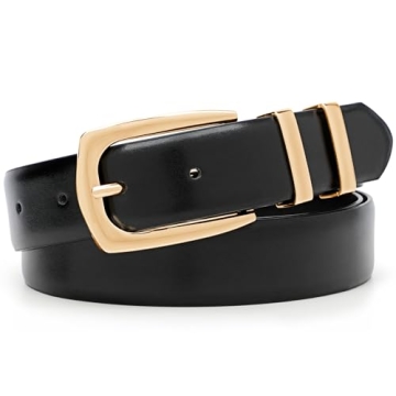 WHIPPY Women's Leather Belts for Jeans Pants - Fashion Ladies Belt with Gold Buckle