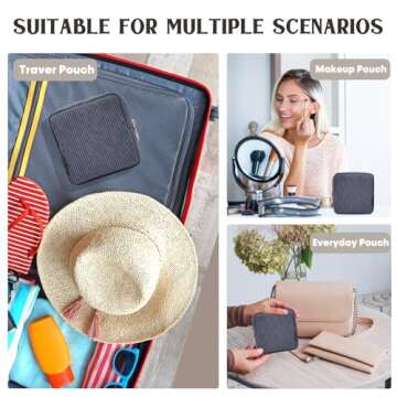 yqswstl Small Makeup Bag for Purse Mini Corduroy Cosmetics Bag Cute Cosmetic Pouch for Women with Pockets Black