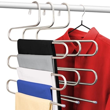 DOIOWN S-Type Stainless Steel Trouser Hangers for Organizing