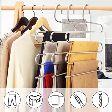 DOIOWN S-Type Stainless Steel Trouser Hangers for Organizing