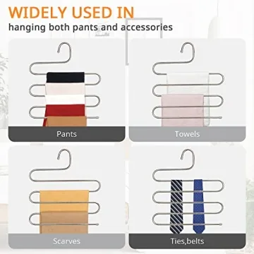 DOIOWN S-Type Stainless Steel Trouser Hangers for Organizing