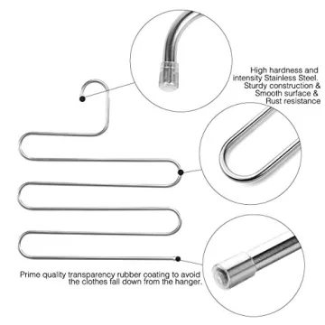 DOIOWN S-Type Stainless Steel Trouser Hangers for Organizing