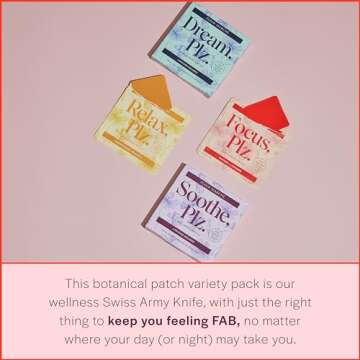 Fleur Marche Everything, Plz Botanical Patch Variety Pack - 4 Wellness Patches with Plant Powered In...