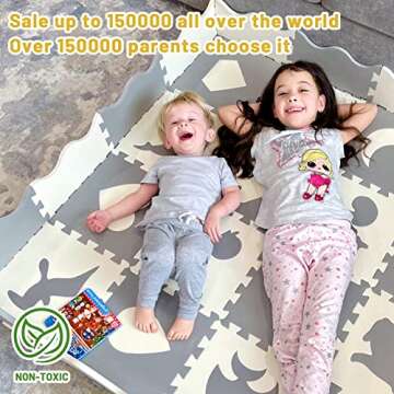 SUPERJARE 0.56” Extra Thick Baby Play Mat with Fence, 59.6"×59.6“ Interlocking Foam Floor Tiles...