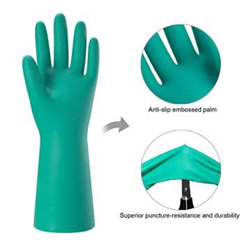 Bamllum 2 Pairs Reusable Kitchen Gloves - Nitrile Rubber Dishwashing Gloves, Flexible Non-Slip Clean...