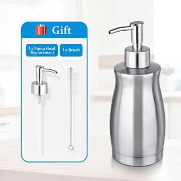 GLUBEE Soap Dispenser - Elegant Brushed Nickel Design for Kitchen & Bathroom