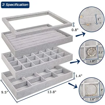 Mebbay Velvet Jewelry Trays Organizer, Set of 3