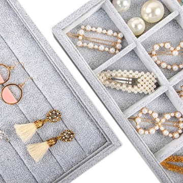 Mebbay Velvet Jewelry Trays Organizer, Set of 3