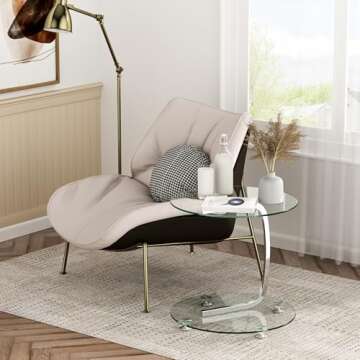 Nidouillet Round Coffee Tables, 2-Tier Glass Top Circle Coffee Table, Simple & Modern Center Table f...