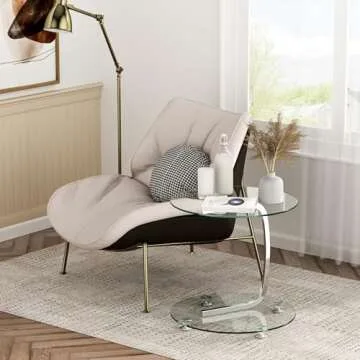 Nidouillet Round Coffee Tables, 2-Tier Glass Top Circle Coffee Table, Simple & Modern Center Table f...