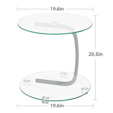 Nidouillet Round Coffee Tables, 2-Tier Glass Top Circle Coffee Table, Simple & Modern Center Table for Living Room Office & Apartment, Small Space
