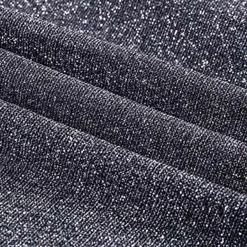 Velius Women's Sexy Metallic Sparkly Wide Leg Pants Trousers Clubwear (Large, Black)