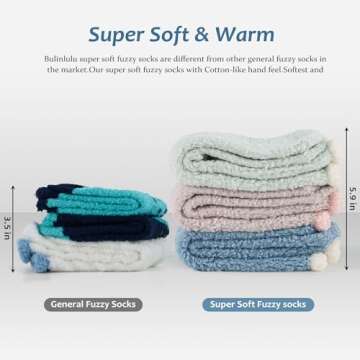 Bulinlulu Fuzzy Socks for Women,Fuzzy Socks With Grips Warm Non Slip Socks Sleep Soft Fluffy Non-Ski...