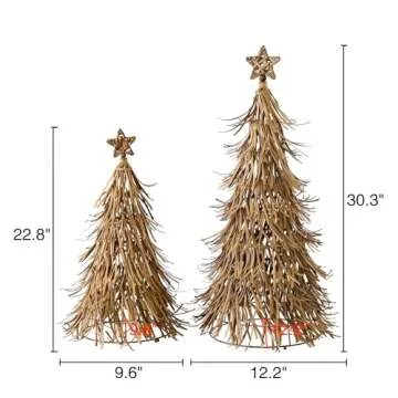 Sintosin 2.5 ft Handmade Boho Rattan Christmas Tree Set of 2 for Rustic Holiday Decor