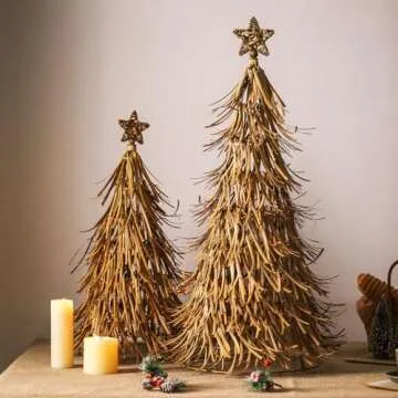 Sintosin 2.5 ft Handmade Boho Rattan Christmas Tree