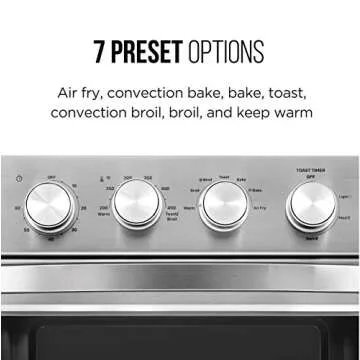 Chefman Air Fryer Toaster Oven, 6 Slice, 26 QT Convection AirFryer w/ Auto Shut-Off, 60 Min Timer; Roast, Bake, Fry Oil-Free, Nonstick Interior, Accessories & Cookbook Included, Stainless Steel/Black