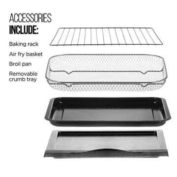 Chefman Air Fryer Toaster Oven, 6 Slice, 26 QT Convection AirFryer w/ Auto Shut-Off, 60 Min Timer; Roast, Bake, Fry Oil-Free, Nonstick Interior, Accessories & Cookbook Included, Stainless Steel/Black