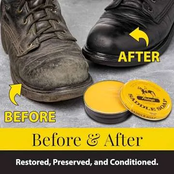 Fiebing's Yellow Saddle Soap for Leather (3.5 oz Tin) - Cleaner & Conditioner to Soften, Protect & Restore Leathercraft, Car Seat, Couch, Shoe, Purse, Boot, Bag & Saddles
