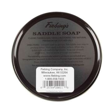 Fiebing's Yellow Saddle Soap for Leather (3.5 oz Tin) - Cleaner & Conditioner to Soften, Protect & Restore Leathercraft, Car Seat, Couch, Shoe, Purse, Boot, Bag & Saddles
