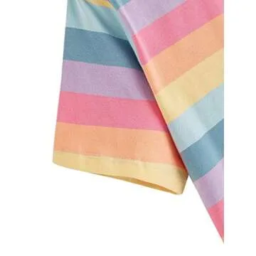 Vibrant Rainbow Striped Tee for Women - Soft Comfort