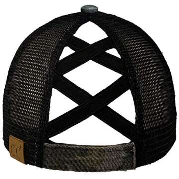 C.C Ponytail Criss Cross Messy Buns Ponycaps Baseball Cap Dad Trucker Mesh Hat (Distressed Camouflag...