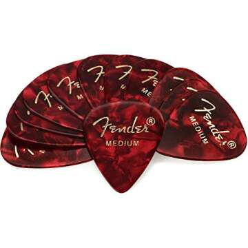 Fender Premium Celluloid Guitar Picks 351 Shape - 12-Pack, Red Moto