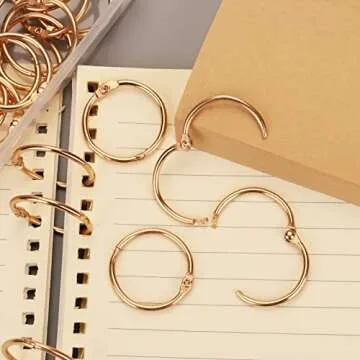 Rose Gold Metal Binder Rings 1-Inch 60pcs for Organizing
