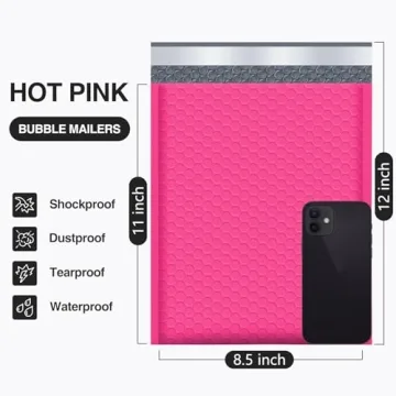 UCGOU Bubble Mailers Hot Pink Self-Seal Waterproof 25 Pack