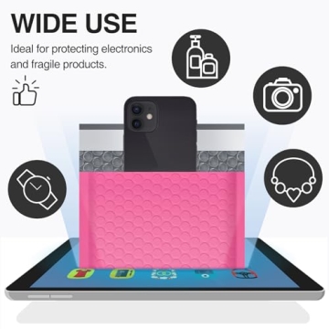 UCGOU Bubble Mailers Hot Pink Self-Seal Waterproof 25 Pack