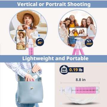 Eicaus Portable and Flexible Phone Tripod Stand for Cellphones, Compact Mini Tripod with Remote for ...