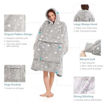 Blanket Hoodie women & Man,Premium Sherpa Fleece Oversized Hoodie Blanket With Giant Pocket for Wome...