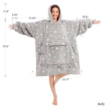 Blanket Hoodie women & Man,Premium Sherpa Fleece Oversized Hoodie Blanket With Giant Pocket for Women,Super Cozy and Big Wearable Blanket Hoodie Gift Luminous