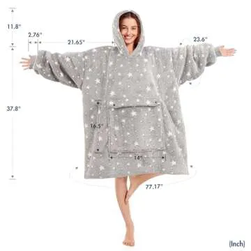 Blanket Hoodie women & Man,Premium Sherpa Fleece Oversized Hoodie Blanket With Giant Pocket for Women,Super Cozy and Big Wearable Blanket Hoodie Gift Luminous