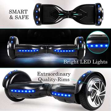 SISIGAD 6.5" Smart Hoverboard with Bluetooth & Lights