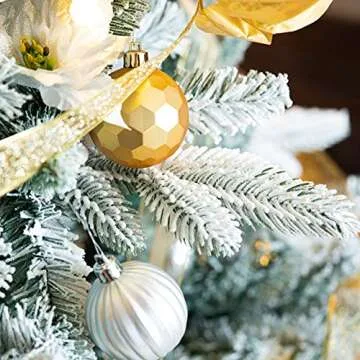 Artificial Christmas Tree,Real Touch Red Berry Tree with Snow Flocked 5FT