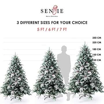 Artificial Christmas Tree,Real Touch Red Berry Tree with Snow Flocked 5FT