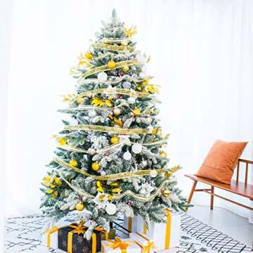 Artificial Christmas Tree,Real Touch Red Berry Tree with Snow Flocked 5FT