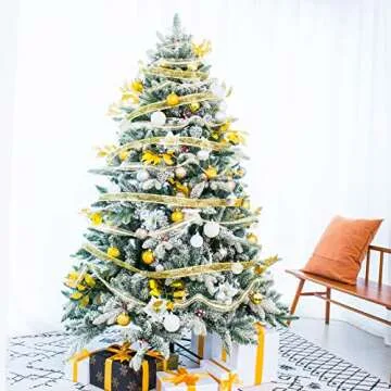 Artificial Christmas Tree,Real Touch Red Berry Tree with Snow Flocked 5FT