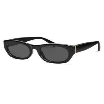 SOJOS Retro Rectangle Polarized Sunglasses for Women Men Vintage Trendy Narrow Y2k Sunnies SJ2363, B...