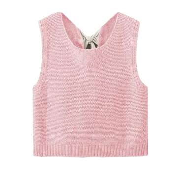 Lianlive Women's Casual Knit Sweater Vest with Bow Tie Back for Fall and Winter