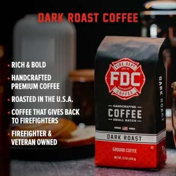 Fire Department Coffee - Gives Back to Firefighters - Bold & Smooth Dark Roast Ground Coffee - Roast...