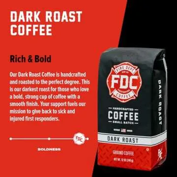 Fire Department Coffee - Gives Back to Firefighters - Bold & Smooth Dark Roast Ground Coffee - Roasted in the USA - Veteran Owned - 12 oz