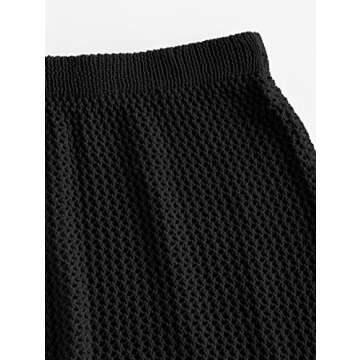 ZAFUL Women's Swimsuit Cover Up Crochet Sheer Short Beach Skirt with Tassels (1-Black, One Size)