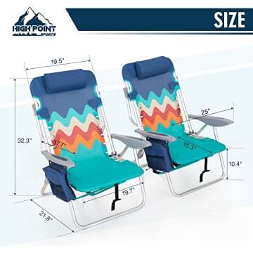 Lightweight Portable Folding Beach Chairs Set of 2