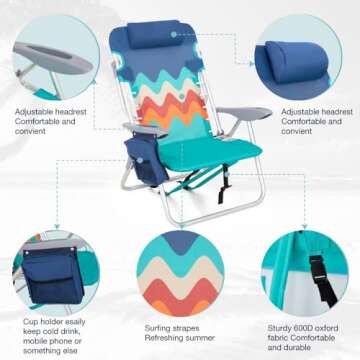 Lightweight Portable Folding Beach Chairs Set of 2