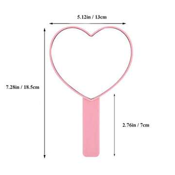 TBWHL Heart-Shaped Travel Handheld Mirror, Cosmetic Hand Mirror with Handle (Pink, 1Pack)
