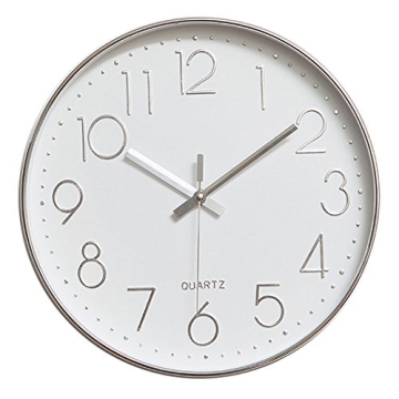 jomparis Modern 12" Battery Operated Non-Ticking Silent Sweep Movement Wall Clock Decorative for Off...