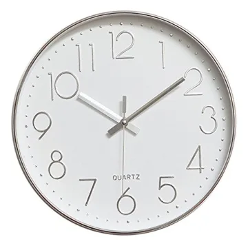 jomparis Modern 12" Battery Operated Non-Ticking Silent Sweep Movement Wall Clock Decorative for Off...