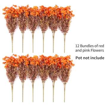 Fall Flowers Artificial for Decoration,Faux Artificial Flowers for Outdoors,Realistic Autumn Fall Leaves Silk Daisy,Thanksgiving Garden Flower Pot Fake Plants,Front Porch,Courtyard,Patio,Lawn (orange)